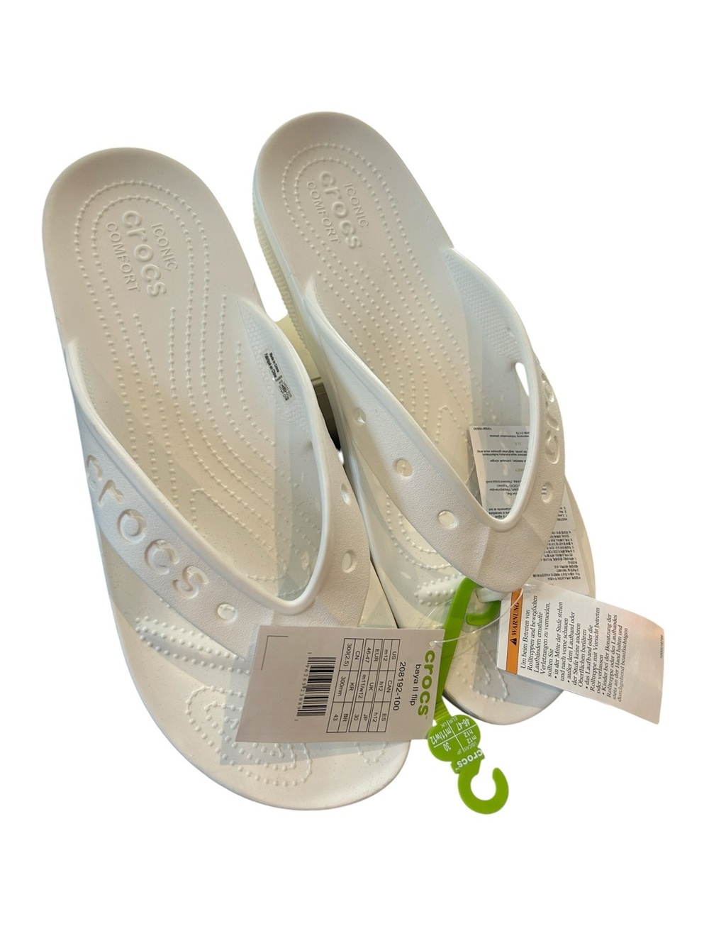 Crocs White Bayal II Flip Flops New with tags men's size 12 iconic comfort basic